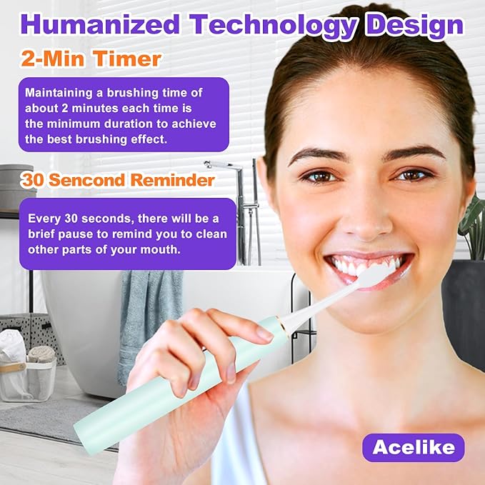 Whitening Electric Toothbrush for Adults and Kids, Rechargeable Toothbrush with 8 Brush Heads & Travel Case, 5 Modes & Smart Timer, 45000VPM Deep Clean, IPX7,One Fast Charge Last 120 Days - Blue