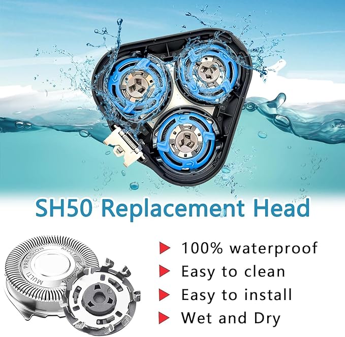 SH50 Replacement Shaver Heads Compatible with Philips Norelco Series 5000 (S5xxx) Electric Razors,SH50 Blades Compatible with Philips Norelco Series 5000 Replacement Heads