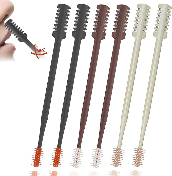 2026 Upgraded 2-in-1 Nasal Hair Cutter, 360° Rotating Double-Sided Blade, Washable Portable Grooming Tool for Men & Women, Travel Essential, 6Pack (Multi-Color)