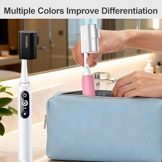 Aluminum Alloy Toothbrush Head Cover, 2 Count Long-Lasting Travel Protector Case for Most Electric/Manual Brushes（Black+Silver）