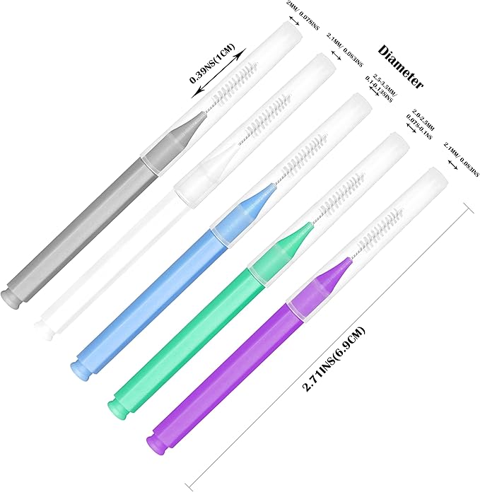 EasyHonor Braces Brush for Cleaner Interdental Brush Toothpick Dental Tooth Flossing Head Oral Dental Hygiene Flosser Toothpick Cleaners Tooth Cleaning Tool (5 Cool Colors,75pcs)