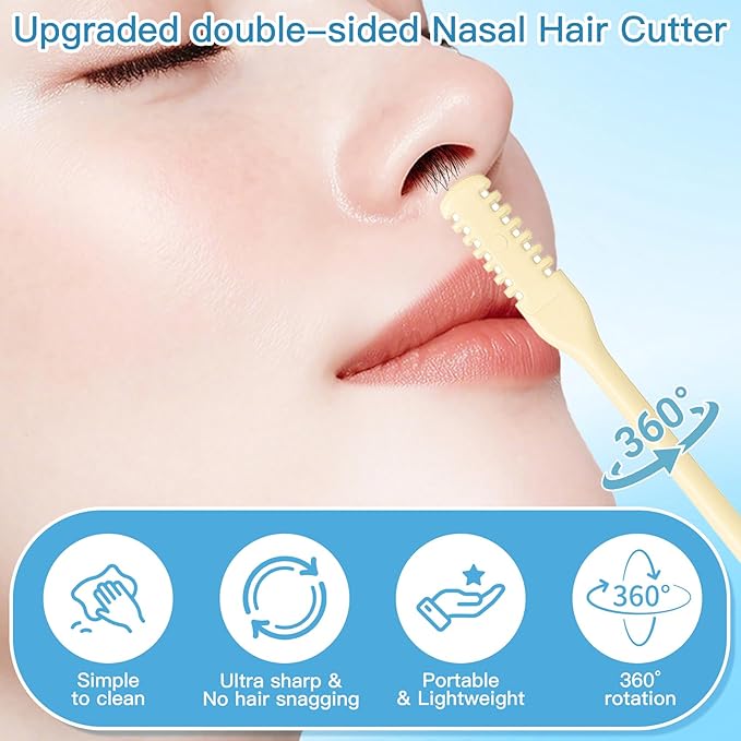 15Pcs 2-in-1 Nasal Hair Cutter for Women,Yellow Nose Hair Trimmer for Mens Womens Unisex Christmas Ear Nose Cutter for Mens Gift Nose Trimmer for Women with Cleaning Brush,Nasal Hair Remover