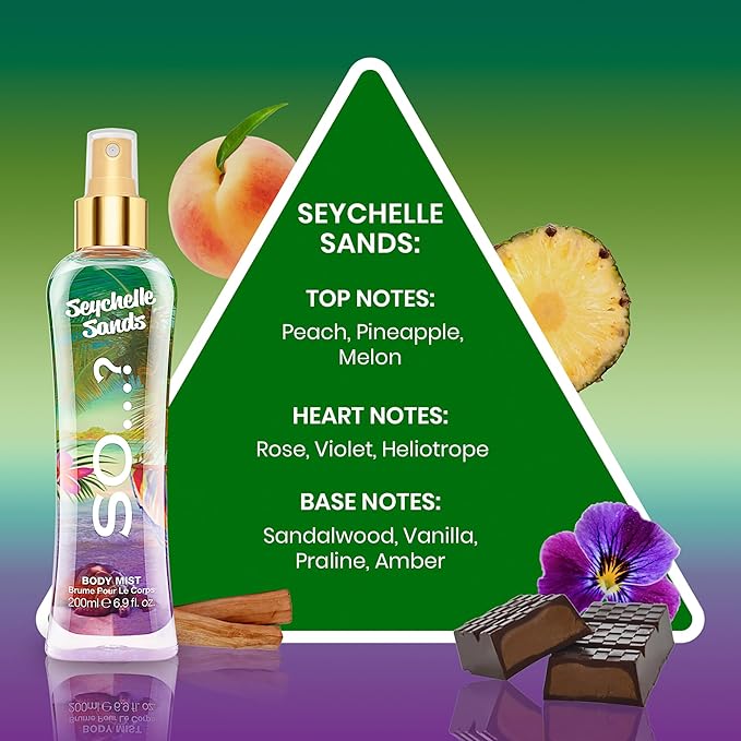 Seychelle Sands Body Mist by So...? - Oriental Vanilla Body Spray for Women with Peach, Rose Notes - Gifts for Women - 6.9 oz