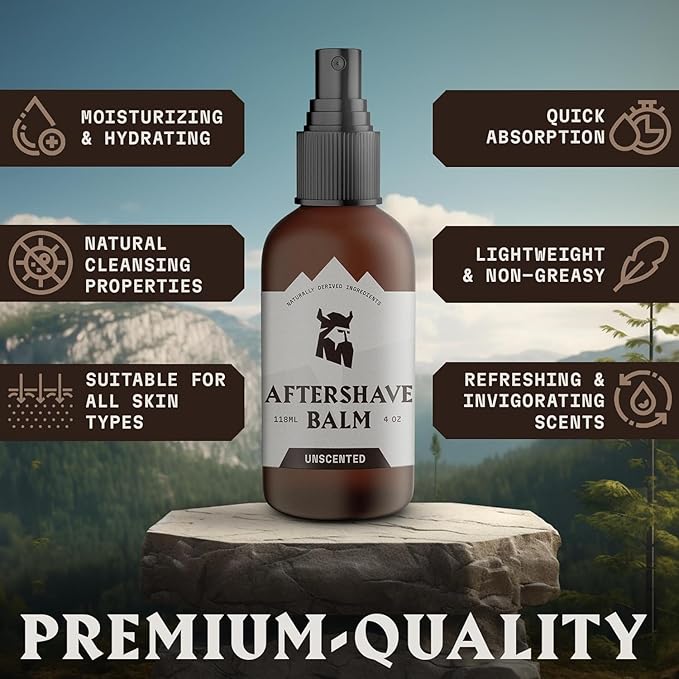 Striking Viking Aftershave Balm - 4 Fl Oz, Pack of 1, Fragrance-Free - Hydrating Post-Shave Balm - Soothing Relief with Unscented After Shave for Men