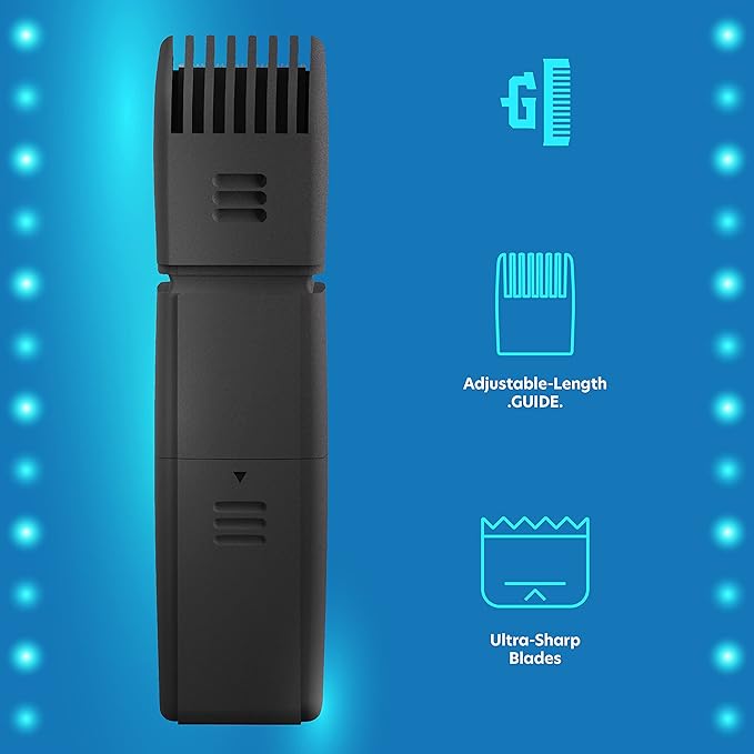 CHARGEWORX Groom Essentials All-in-One Hair and Beard Trimmer for Men, Face and Body Trimmer with Precision Blades, Cordless Grooming Kit with Adjustable Length Guide, Battery-Operated Travel Tool