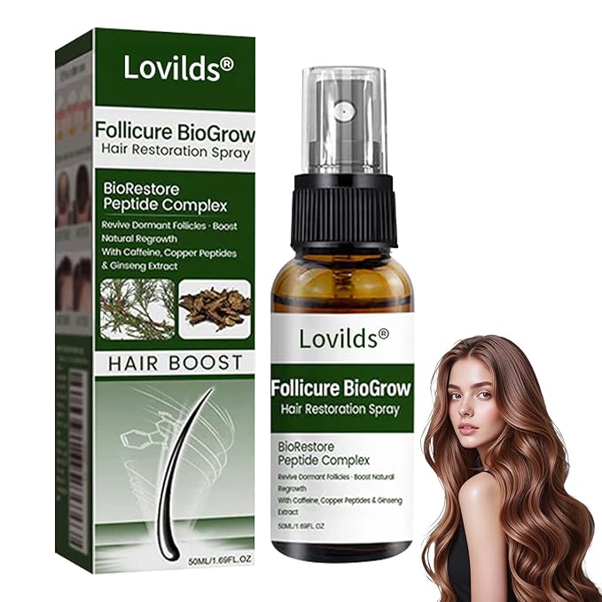 Lovilds Hair Restoration Spray, Professional Biotin Hair Growth Spray, Lovilds Follicure BioGrow hair Growth Serum, Biotin hairs Scalp Serum for Thicker, Longer & Stronger hair (1 Bottle)