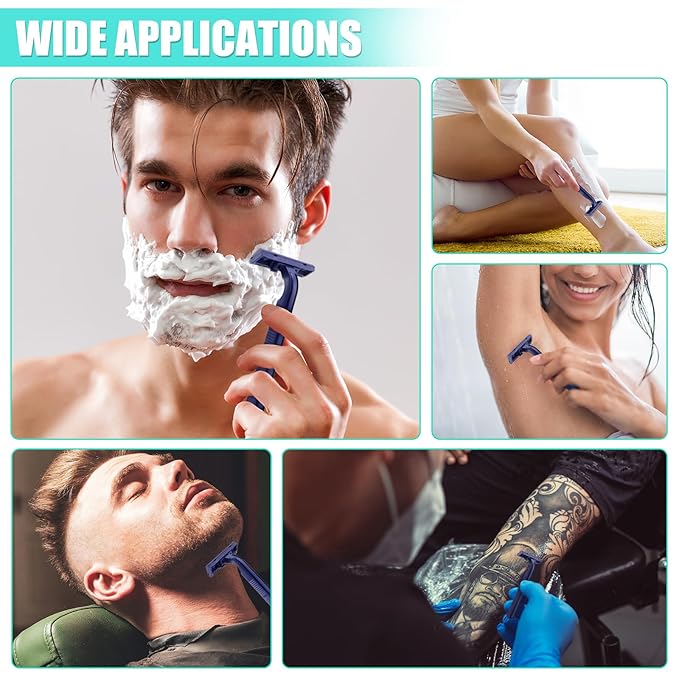 Disposable Razors Bulk for Men 200 Pack, Homeless Supplies Bulk, Twin Blade Mens Travel Supply Razor for Shaving, Safety Beard Shavers for Camping Bathing Hotel (Blue)