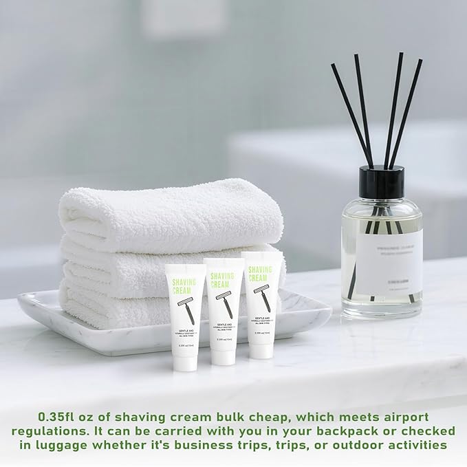 50 Shaving Cream Bulk Travel 10ml/0.35fl oz,Disposable Shaving Cream in Bulk Travel Shave Cream for Hotel Homeless,White Tea