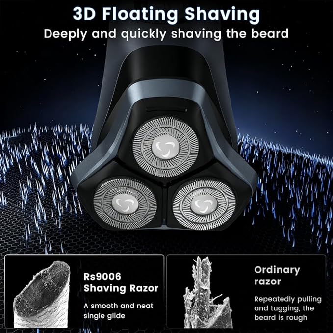 Electric Razor for Men, Electric Shaver for Men Face, 4D Blades with Pop Up Trimmer Waterproof Wet Dry Rechargeable Travel Shaver
