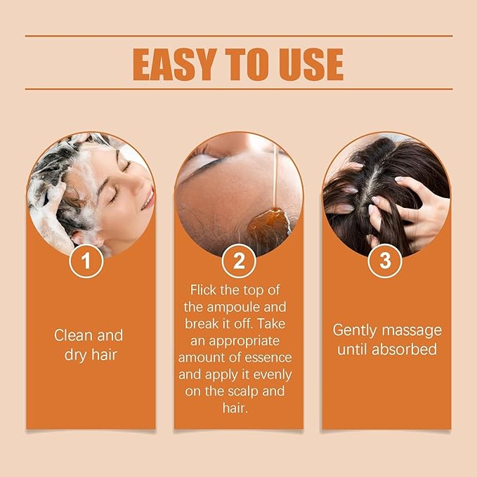 Hair Ampoule Serum, Ampollas Para el Crecimiento del Cabello, Hair Regrowth Oil, Repairs and Promotes Hair Growth, Hair Strength Ampoule (2 Pcs)