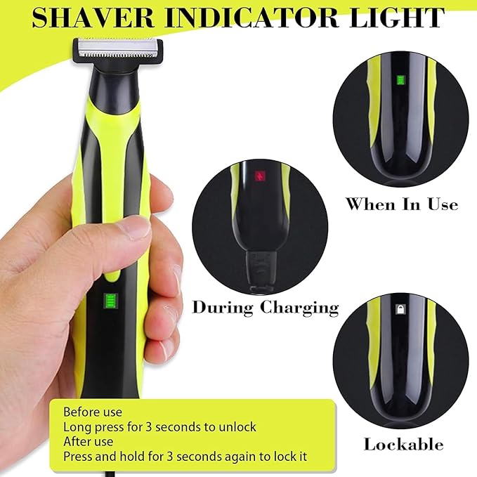 LinMei Men's Electric Trimmer Full Body Wet & Dry Shaver with 3 Trimming Combs, USB-C Fast Charging, IPX5 Waterproof, Cordless Foil Trimmer for Face, Head, Body (Shaver)