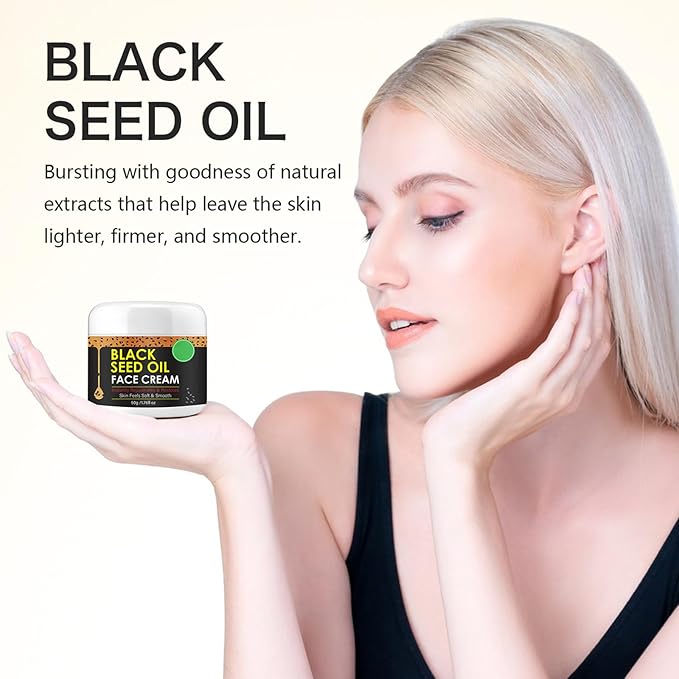 Organic Cold Pressed Black Seed Oil Face Moisturizer Cream - Deeply Nourishing Unisex Facial Cream for Tightening and Lifting Anti-Aging Reduces Fine Line GMO-Free Cruelty-Free,1.76 Fl Oz