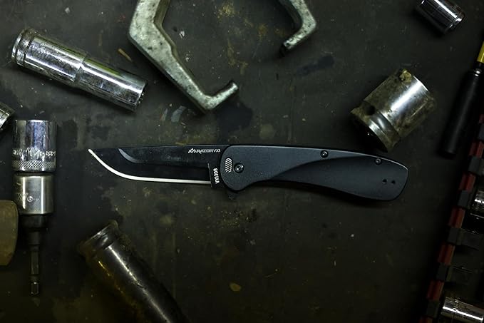 OUTDOOR EDGE RAZOR VX1 | Replaceable Blade Assisted EDC Folding Pocket Knife | 3" Stainless Blade, Black Anodized Aluminum Handle, Reversible Pocket Clip | Outdoor, Camping, Survival, Utility