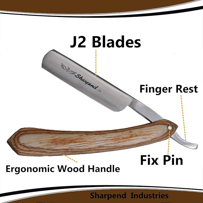 Professional Barber Sharp Straight Edge Knife Men’s Cut Throat Shaving Razor Vintage Wood Handle Salon Classic Handle – Shave Ready with Pouch By Sharpend