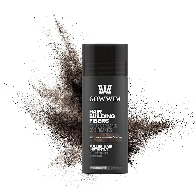 gowwim Hair Fibers for Thinning Hair 25g Hair Building Fibers 100% Undetectable,Instantly Cover Sparse Hair Areas-Bald Spots Cover Up. (Mid Brown)