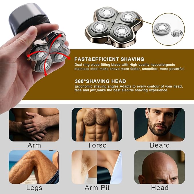 Shaver PRO 4 Head Replacement Blades - Compatible with Skull Shaver Pitbull, Butterfly Kiss Pro & Palm Shaver - Electric Shaver & Head Shaver Blade for Bald Head Shavers for Men/Women（4 Packs）