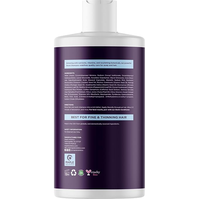 Advanced Biotin Shampoo with Rosemary Oil - Volumizing Shampoo for Thinning Hair for Women & Men with Black Castor Caffeine & B Vitamins - Paraben Silicone and Sulfate Free Vegan Formula (16 Fl Oz)