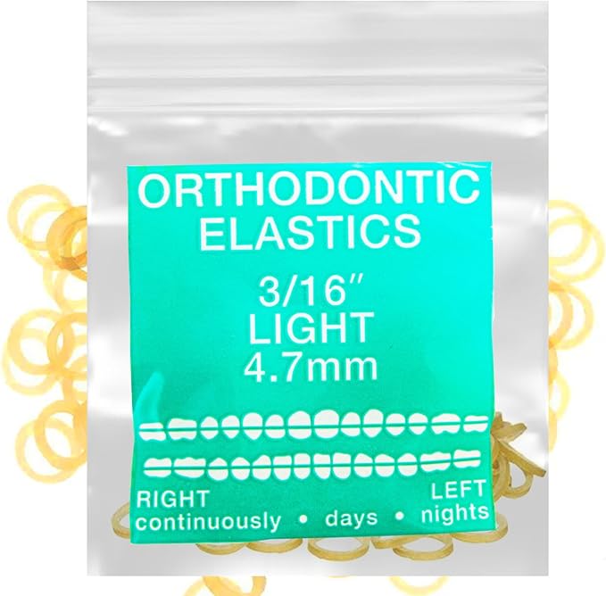 Amber Latex 100 counts, Intraoral Elastic Bands Orthodontic Elastics Dental Rubber Bands Made in US Light 3/16'', Amber Latex