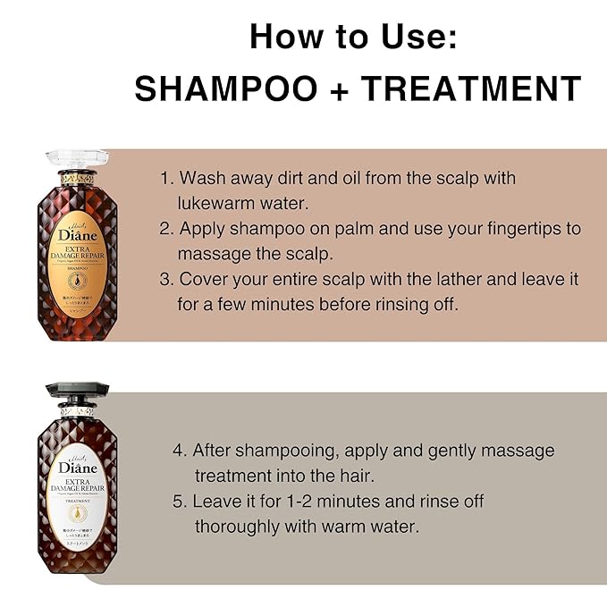 Moist Diane Hair Repair Shampoo and Conditioner for Women & Men, Argan Oil Shampoo and Conditioner Set with Herbal Oils, Collagen, Keratin& Ceramides in Japan, Silicone& Sulfate Free DAMAGE REPAIR
