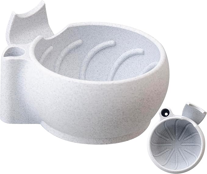 Grandslam Shaving Bowl with Ridges, Shaving Mug with Brush Stand, Shaving Soap Bowl for Shaving Cream and Soap, Durable & Holds Heat Longer, Rich & Thick Lather, Great for Traveling and Use at Home