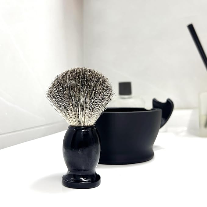 Shaving Brush Set for Men,2 in 1 Shaving Brush Set Includes Pure Badger Shaving Brush and PLA Shaving Bowl (Set2)