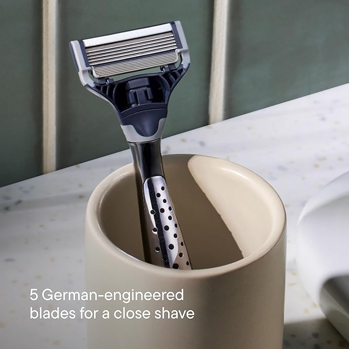 Harry's Original Shaving Kit for Men - Razor Handle and 3 Razor Blade Refill Cartridges - German Engineered - Charcoal