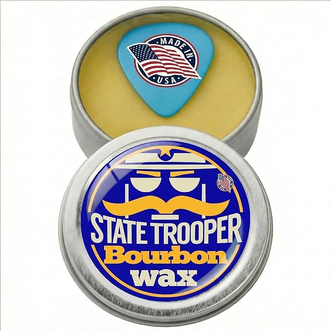 State Trooper Medium Hold Mustache Wax For Men with Natural Beeswax, Coconut Oil & Lanolin – Natural Moustache Grooming & Styling with Bourbon Scent - Nourishing Conditioner & Sculpting