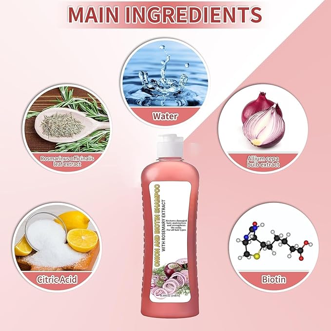 Onion Biotin and Rosemary Shampoo, Soft Hair & Shine for Hair Growth, Hair Loss and Thinning Hair (2 Set)