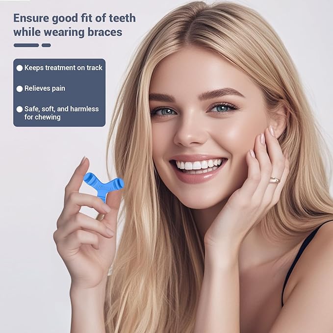 Chewies for Invisalign Aligners, Orthodontic Aligner Chewies Durable Aligner and Retainer Tray Seaters Medical Grade Silicone (Pack of 2) (Blue)