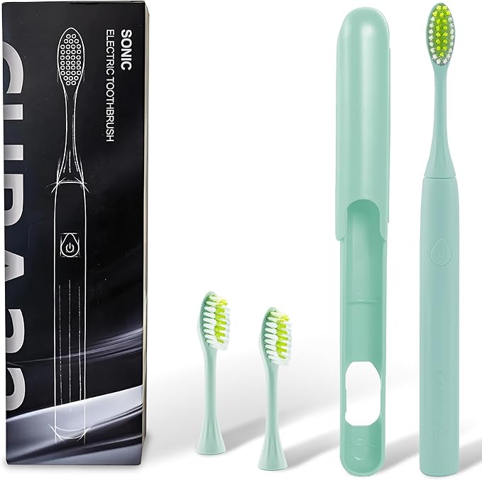 Electric Toothbrush - Waterproof Ultrasonic Toothbrush with 37500 VPM High-Frequency Vibrations, Soft Dupont Bristles & 2-Min Timer - Deep Cleaning for Teeth and Gums (Green)