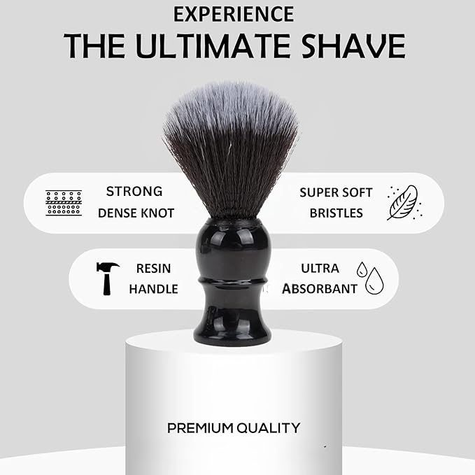 Premium Badger Shaving Brush for Men – Soft Bristles & Wood Handle | Perfect Shaving Cream Brush for Wet Shave | Luxury Gift for Men, Dad & Boyfriend, Black