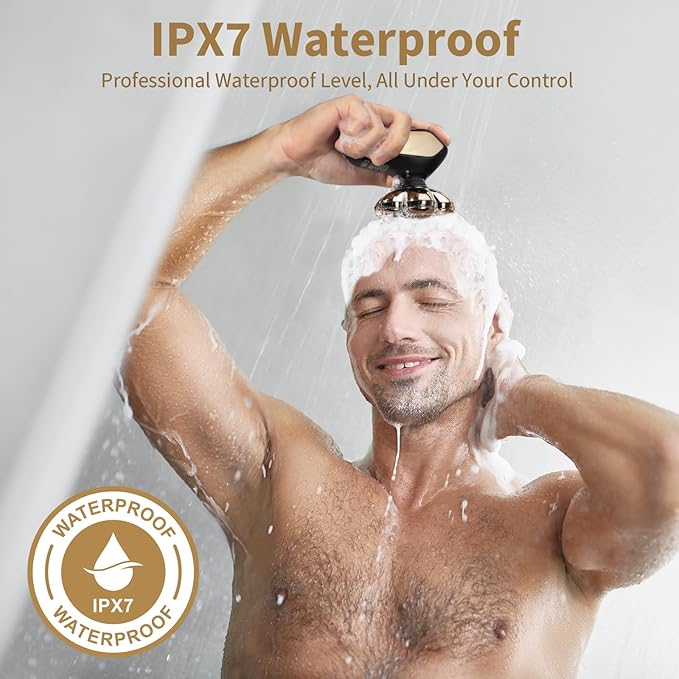 SHPAVVER Head Shavers for Bald Men: 5-in-1 Upgraded Electric Razor - IPX7 Waterproof Shaving Grooming Kit for Balder - Turbo Speed & Precision Blades Valentine's Day Gifts (Ink Gold)