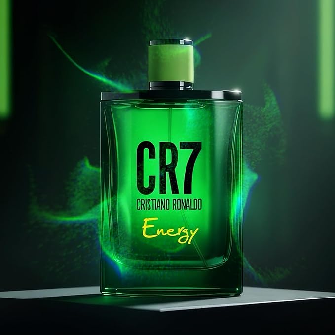 Cristiano Ronaldo CR7 Energy Eau de Toilette - Cologne For Men - Fougere Woody Green Men's Cologne - Cardamom, Lavender, Cedarwood Notes - 1 oz