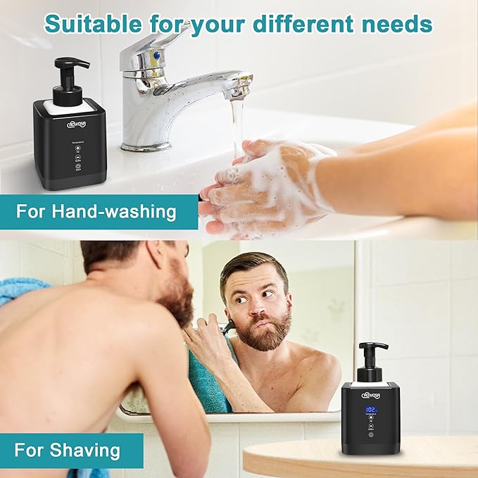Hot Lather Machine for Shaving, Professional Lather Maker for Men Face Shaving, Large Capacity Shaving Foam Machine for Home Use Salon Barber Shop, with 2 Foam Bottle, ℃/℉ Switchable Display