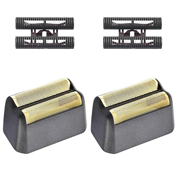 2 Pack Professional 5 Star Series Finale Shaver Replacement Foil and Cutter Bar Assembly Compatible with wahl Shaver Foil 7031-100, 7043-100 Super Close Shaving Replacement Heads，Black