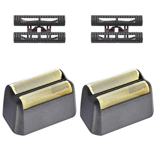 2 Pack Professional 5 Star Series Finale Shaver Replacement Foil and Cutter Bar Assembly Compatible with wahl Shaver Foil 7031-100, 7043-100 Super Close Shaving Replacement Heads，Black