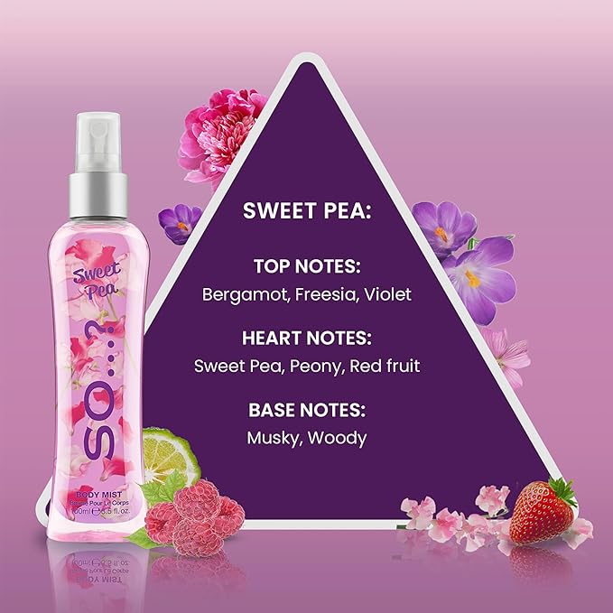 Sweet Pea Body Mist by So…? for Women - 3.5 oz Body Mist - Pack of 2