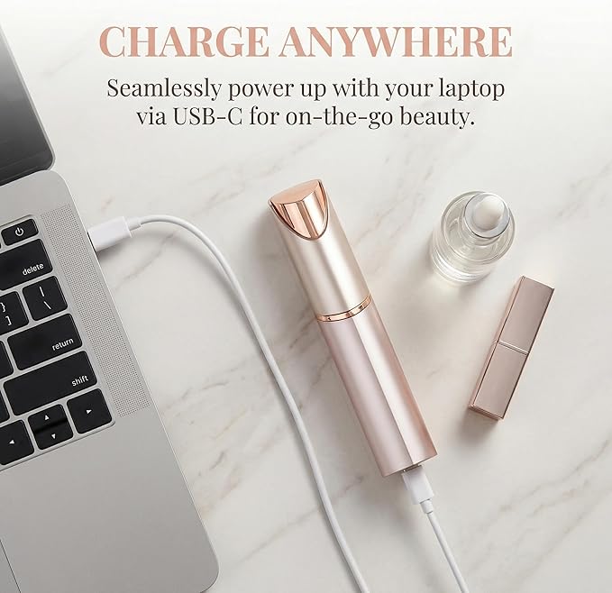 Facial Hair Remover for Women 2 in 1 Painless Hair Trimmer for Eyebrow & Nose USB Rechargeable Facial Shaver with LED Light Portable Face Razor for Lip & Chin