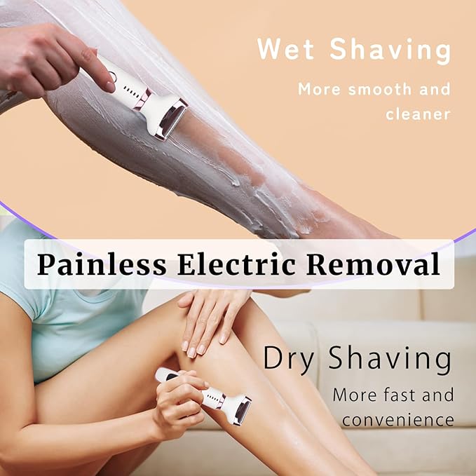 Wet & Dry Electric Razor for Women Men,4 in 1 Rechargeable Led Display Electric Shaver and Facial Hair Remover,Painless Ladies Body Razors for Nose Face Body Leg Bikini Arm Hair