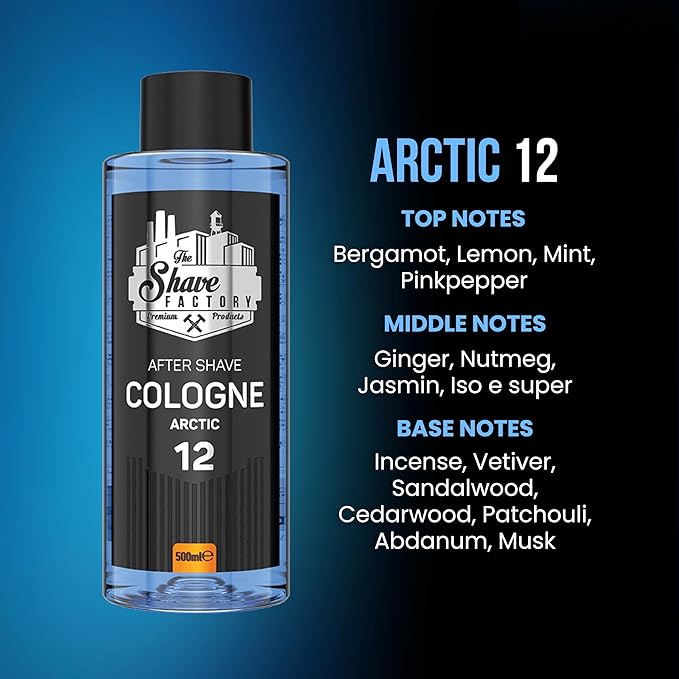the shave factory After Shave Cologne Series - Cologne for Men, Aftershave for Men, Refreshes and Relieves Face and Skin (12 Arctic)