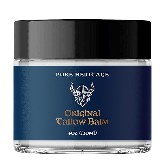 Pure Heritage Original Tallow Balm – Grass-Fed Moisturizer for Sensitive, Dry & Irritated Skin | Natural Frankincense & Cedarwood Balm for Face, Hands & Body | Family-Safe Hydrating Cream | 4oz