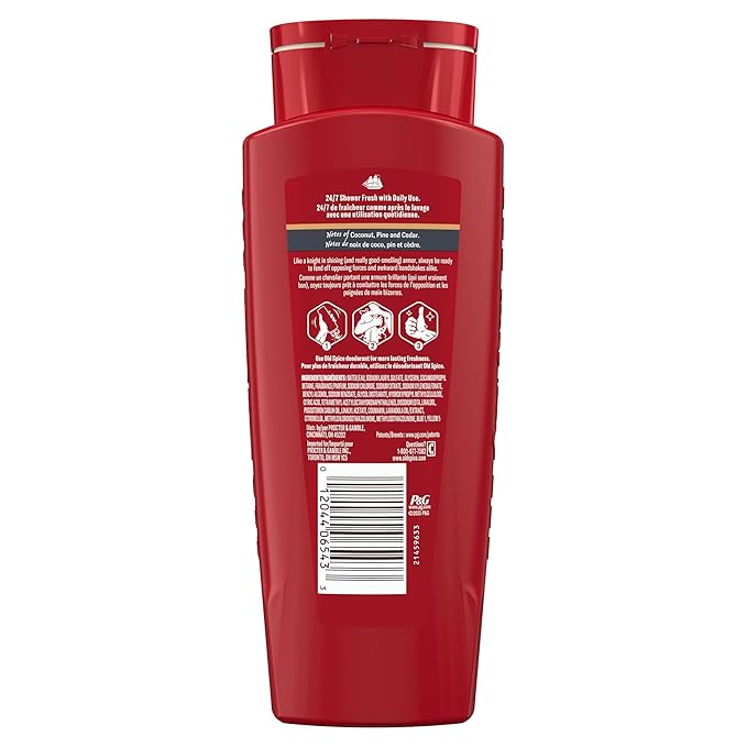 Old Spice Body Wash for Men, 24/7 Shower Fresh & Clean with Daily Use, Lasting Signature Scent, Refreshing Lather, Moisturizing Formula, Legacy with Coconut, Pine & Cedar Scent, 16 oz