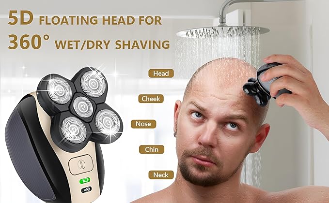Five in one Razor USB Charging Cable, Instruction Manual, Cleaning Brush, Silicone Head, Barber Head, face wash Head, Nose Hair Device, Shaver 5 Knife Head, Limit Comb