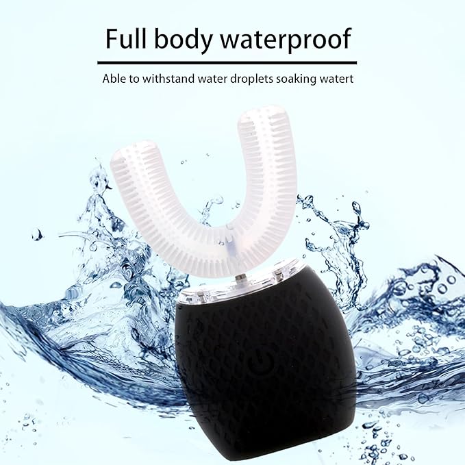 Ultrasonic Toothbrush for Adults - Automatic Electric Toothbrush with Soft Bristles Waterproof & Washable Rechargeable Portable Design with Wireless Charging 30'' Timer for Travel & Home Use (Black)