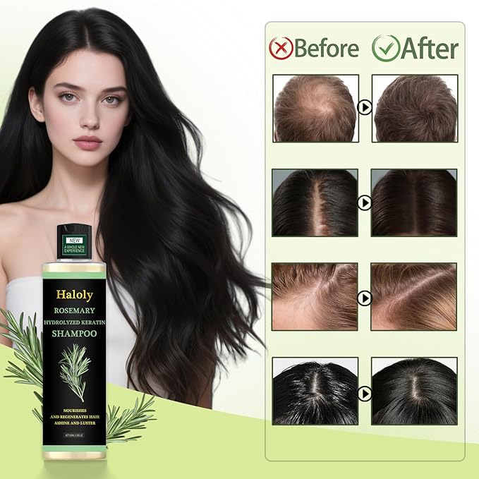 Organic Rosemary Hair Growth Shampoo, Hydrolyzed Keratin and natural extract of rosemary,Nourishes and Regenerates Hair for Thinning Hair & Hair Loss for Women and Men (Pack of 1)