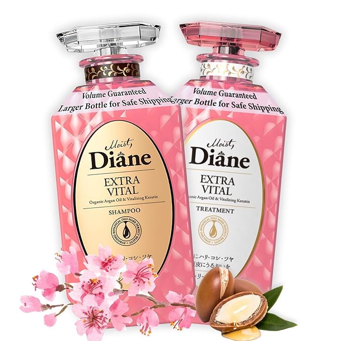 Moist Diane Keratin Shampoo and Conditioner for Women & Men, Curly Shampoo and Conditioner Set with Argan Oil, Collagen, Protein from Japan, Paraben& Sulfate Free Shampoo & Conditioner 30.4Fl Oz VITAL