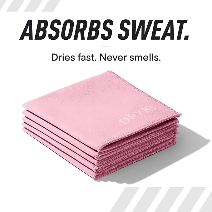Sweat Absorbing Handkerchiefs - The Original Pocket-Sized Sweat Towels - Quick-Dry Microfiber Sweat Rags for Face, Hands, & Body - Men & Women - Gym, Sports, and Work (Pink: 5 Pack)