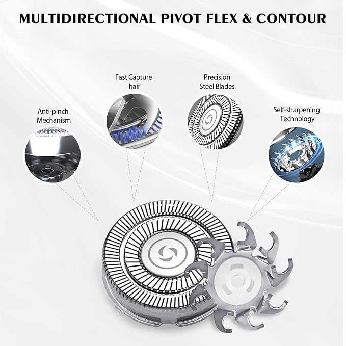 12Pack Pro 4 Head Replacement Blades for Pitbull Shaver Replacement Heads for Skull Bald Head Razors Gold PRO, Silver PRO, Platinum PRO… Series, Precision Replacement Blades for Head, Face.