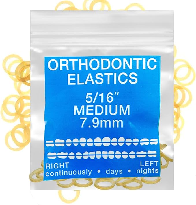 Amber Latex 100 counts, Intraoral Elastic Bands Orthodontic Elastics Dental Rubber Bands Made in US Medium 5/16'', Amber Latex