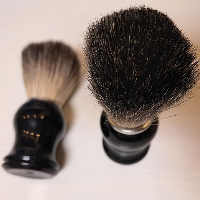 Fan Wu Classic Shaving Brush for Men – Pure Badger Hair Bristles, Premium Black Resin Handle, Rich Lather for Wet Shaving with Soap or Cream – Fits All Razor Types